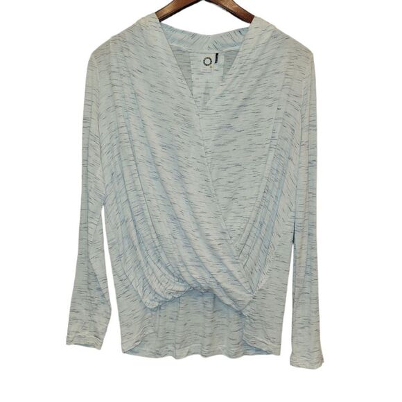 Anthropologie Akemi+Kin Light Grey Space Dye Faux Wrap Loose Longsleeve Top XS - Picture 5 of 15